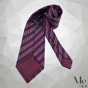 CHARVET PLACE VENDÔME Burgundy Striped Silk Tie France W: 3.75" EX COND